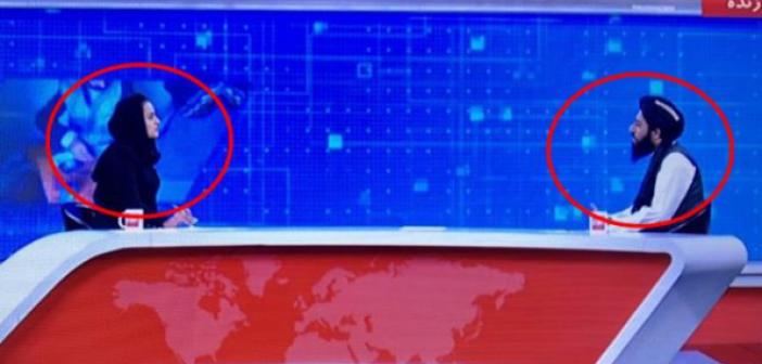 Afganistan'da tarihi an! Taliban yetkilisi televizyon kanalına çıkıp kadın spikere röportaj verdi