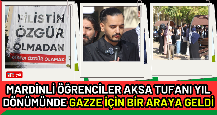 Mardinli öğrenciler Aksa Tufanı yıl dönümünde Gazze için bir araya geldi
