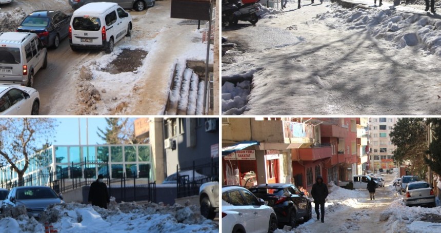 Mardin'de yol ve kaldırımlar adeta buz pistine döndü: Vatandaşlar belediyeden çözüm bekliyor