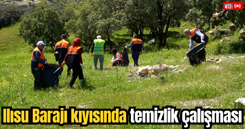 Ilısu Barajı kıyısında temizlik çalışması
