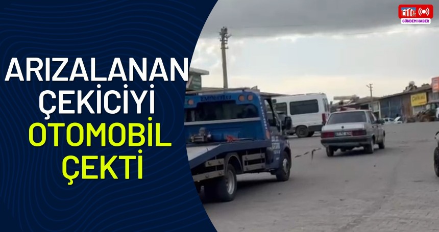 Midyat’ta İlginç Anlar: Arızalanan Çekiciyi Otomobil Çekti