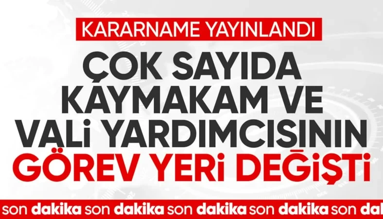 Vali Yardımcıları ve Kaymakamlar Kararnamesi Resmi Gazete'de yayımlandı