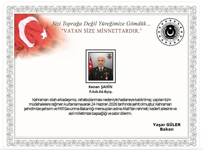 Şehit Piyade Astsubay Kıdemli Başçavuş Kenan Şahin kimdir? Nasıl şehit oldu?