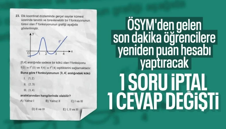 YKS'de bir soru iptal edildi, bir sorunun da cevabı değişti