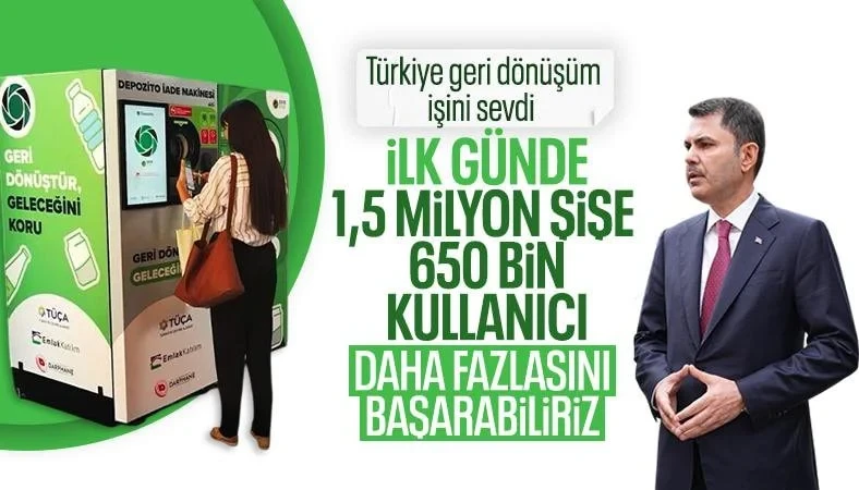 Murat Kurum duyurdu: DOA ile ilk gün 1,5 milyon içecek ambalajı toplandı