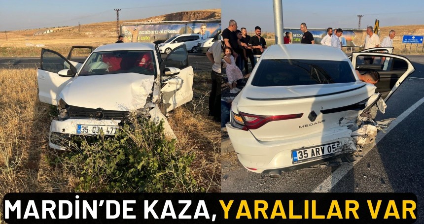 Mardin'de iki otomobil çarpıştı: Yaralılar var