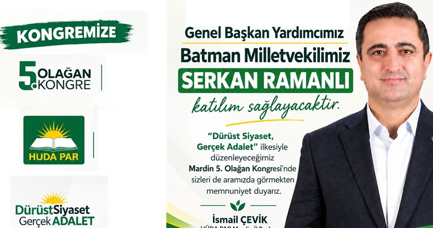 HÜDA PAR Mardin İl Başkanlığı 5. Olağan Kongresine Davet