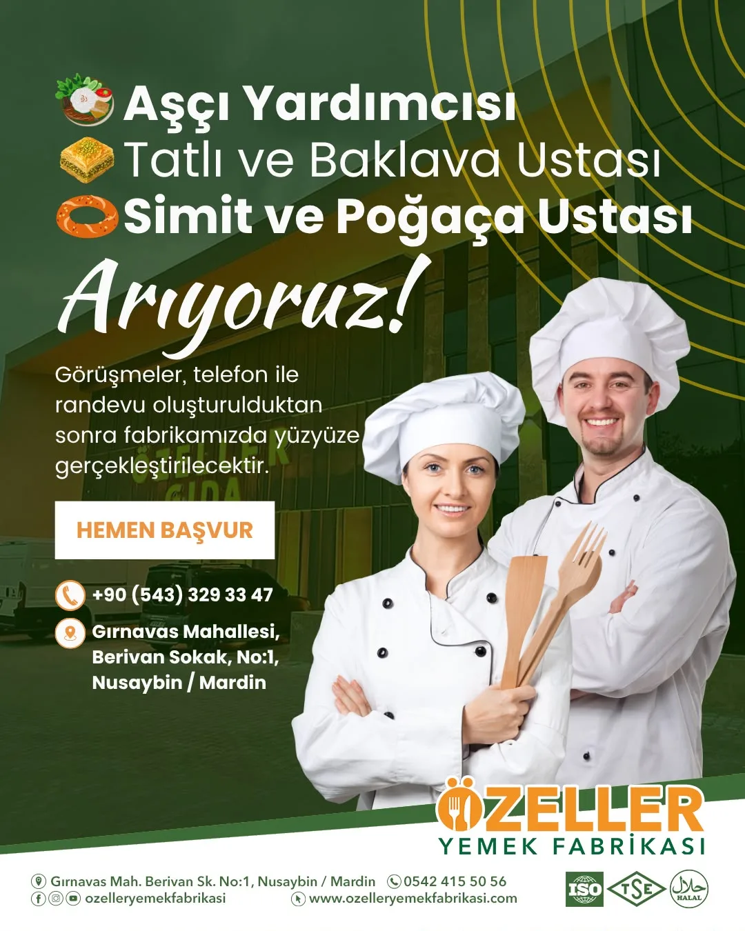 Özeller Yemek Fabrikası personel alımı yapacak