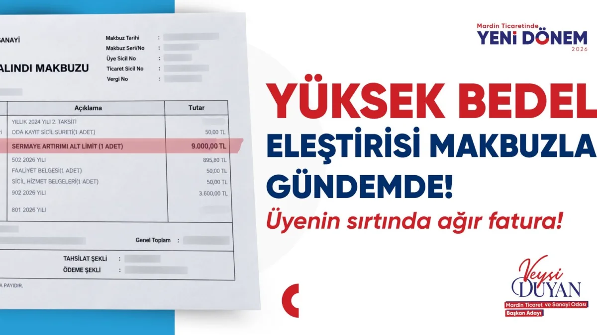 YÜKSEK HİZMET BEDELİ MAKBUZLA GÜNDEMDE: VEYSİ DUYAN’DAN YÜZDE 50 İNDİRİM ÖNERİSİ