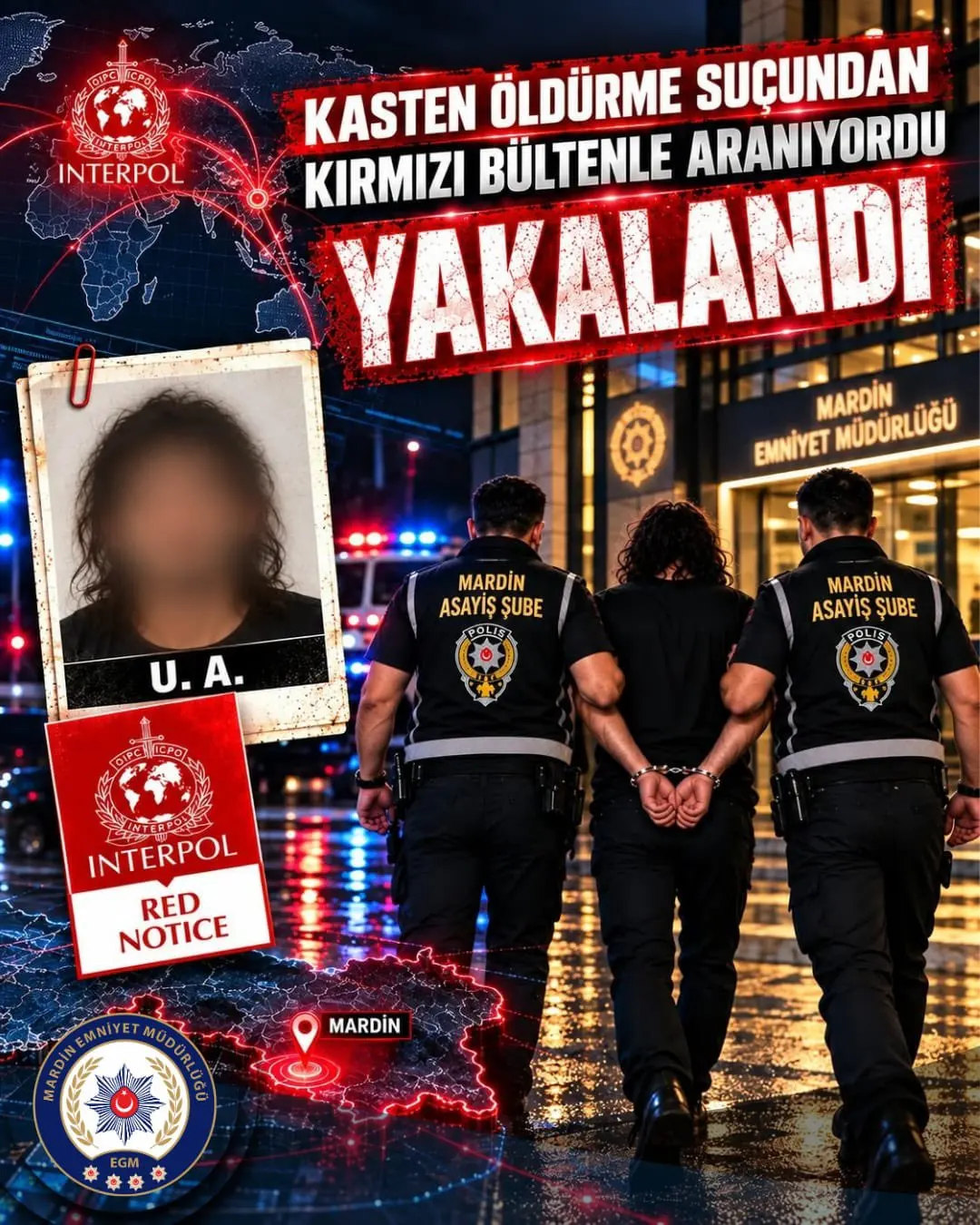 Kırmızı bültenle aranan cinayet şüphelisi Mardin'de yakalandı